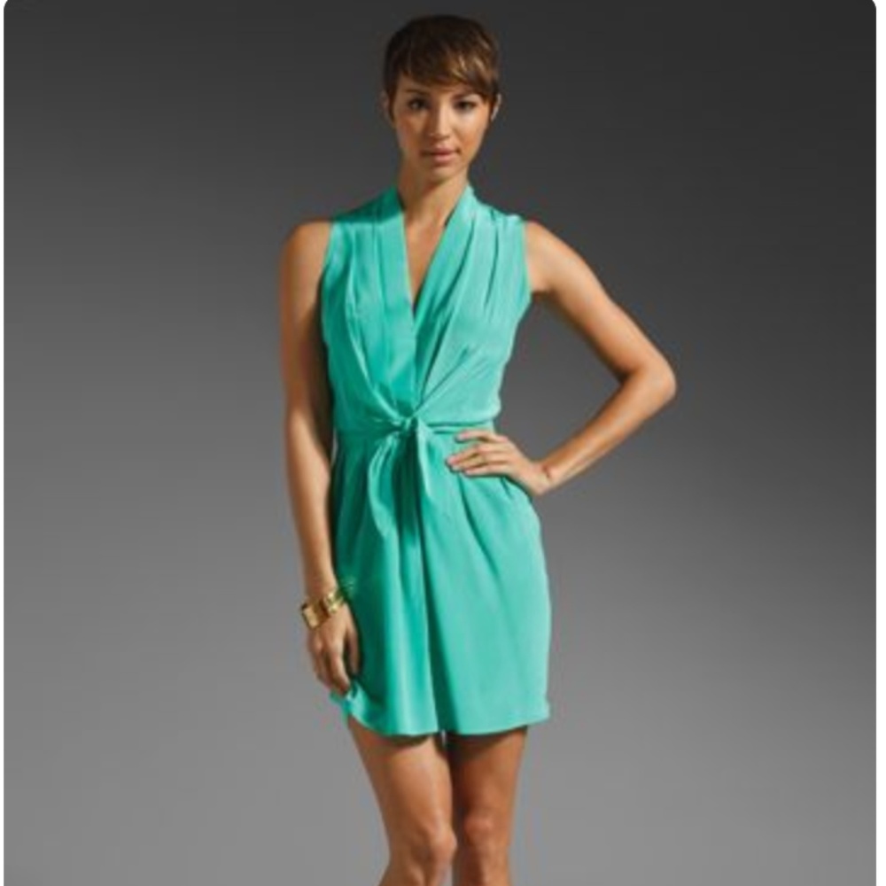 Amanda Uprichard Tie Front Dress in Mint- XS